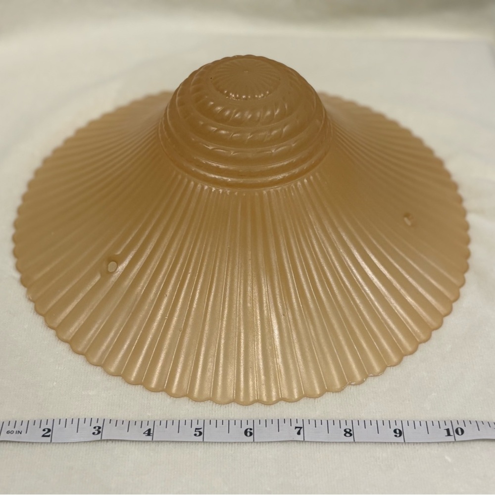 Source Unknown vintage Peach Ribbed glass ceiling light fixture.